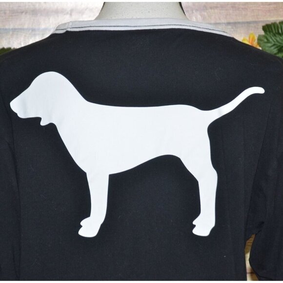 Pink Victoria Secret Size S Long Sleeve Shirt Drawstring V-Neck Dog Logo Casual - Picture 8 of 11